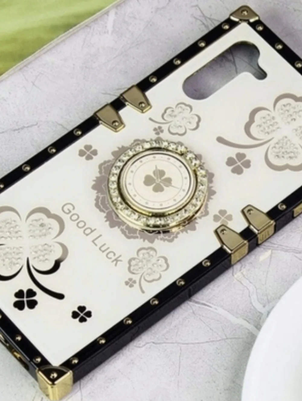 Samsung Galaxy Note 10 Case Good Luck Bling Diamond Square TPU Cover Kickstand